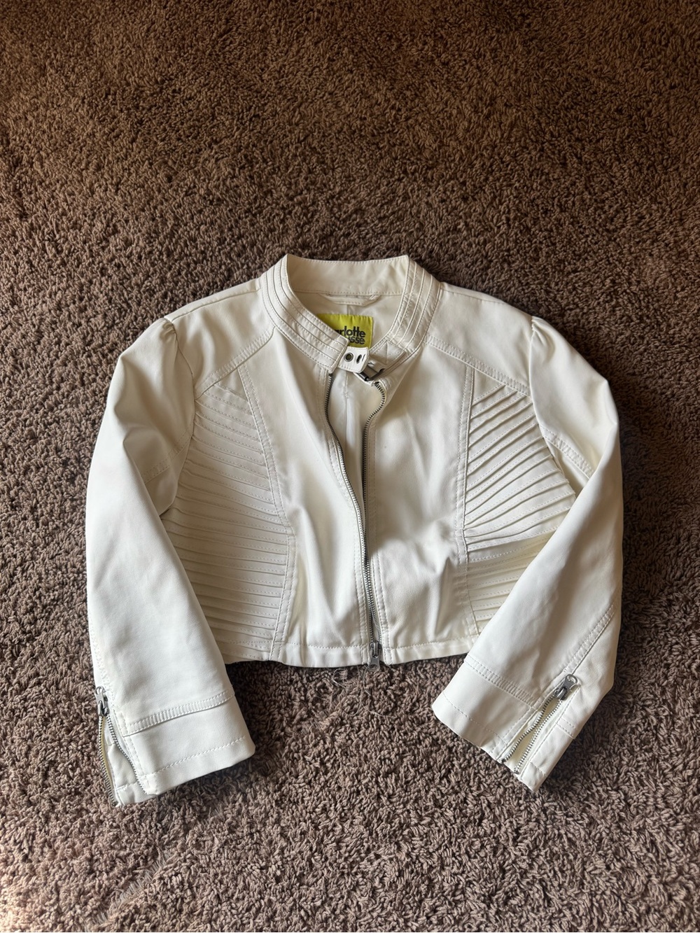 Charlotte Russe White Cropped Faux Leather Jacket